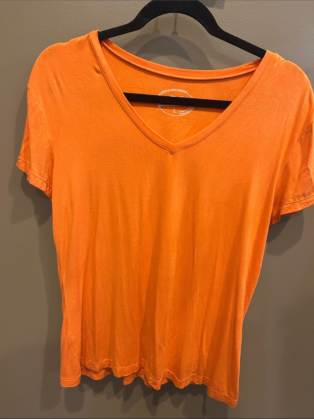 White Sierra Women's V-Neck Short Sleeve Tee - Bright Orange